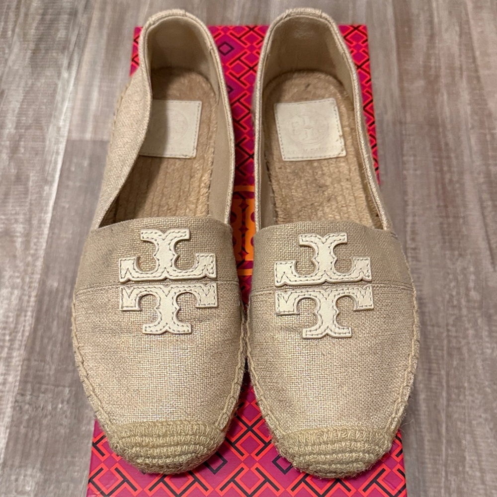 Tory Burch Beige Espadrille Loafers
